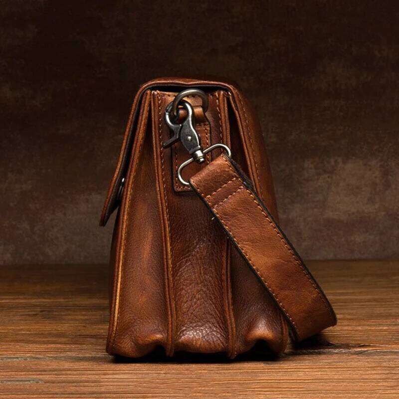 Original hand-rubbed leisure messenger vegetable tanned handbag retro men's Baotou leather shoulder bag