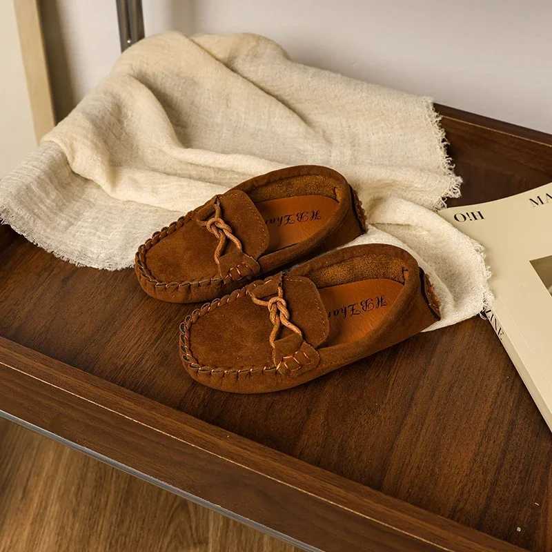 Boy Leather Shoe Simple Versatile Childrens Shoe for Girl Fashion Soft Kids Casual Flat Loafers Solid Color Moccasins Versatile XJ250724