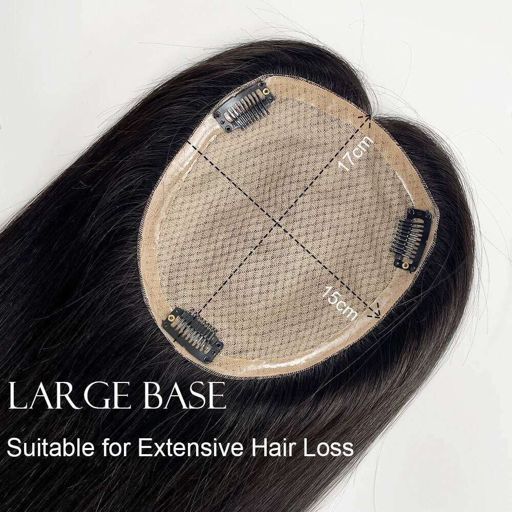 Full Hand Made Virgin Straight For Women Human Topper Hair Piece with Clips