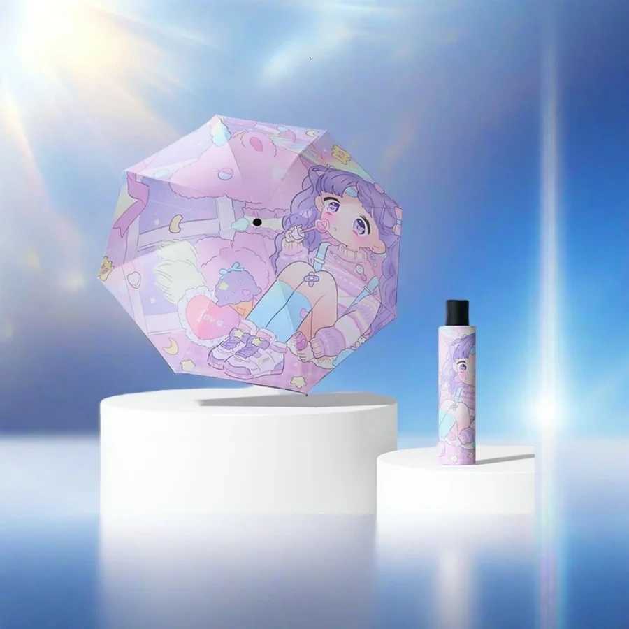 1 PC Folding Umbrella Cute Unicorn Dinosaur Spaceship Little Tiger Fashion Sunscreen Umbrella Reflective Stripe Design Umbrella R250724