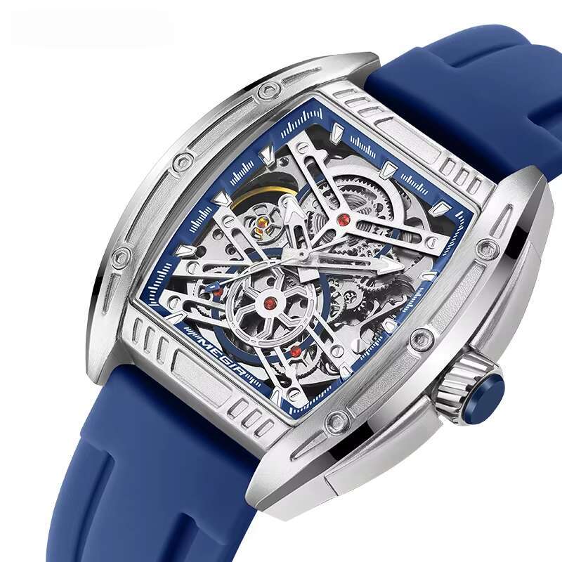 DHwatches MEGIR Men's Watch - Automatic Skeleton, Luminous, 30M Waterproof, Silicone Strap, Business Mechanical Wristwatch
