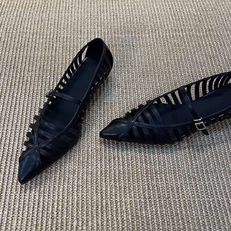 Heel Sandals Sandals Shoes Women Heels French Style Hollow Woven Pointed Toe Low Heel Women S Shoes New Breathable Comfortable Trendy Sanda