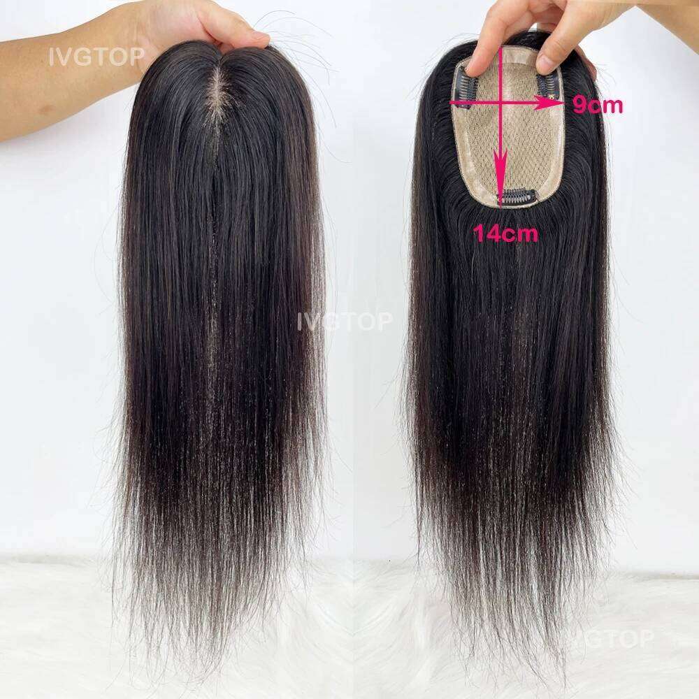 8x12cm Base Topper Human Breathable Silk Top Virgin European Remy Hair Piece with Clips in Toupee Free Part