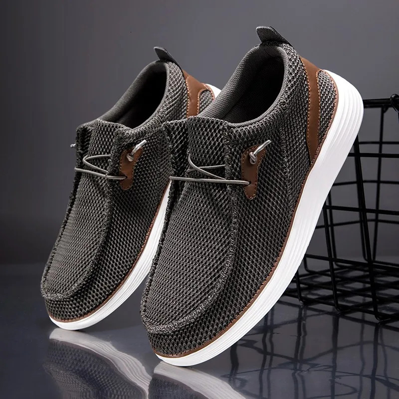 Fujeak Mens Breathable Casual Canvas Slip Shoes Comfort Slip-on Male Loafer Soft Loafers Lightweight Working Shoes 250716