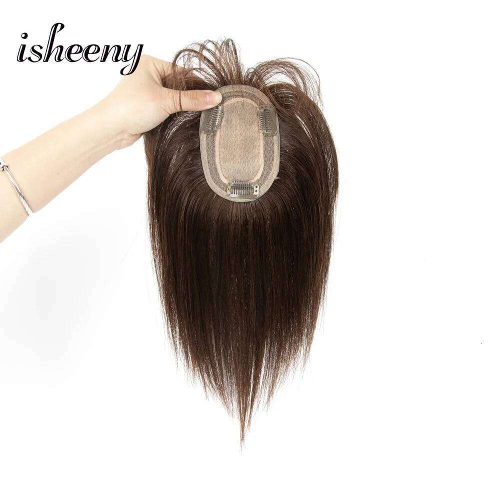 Dark Brown 20-35cm Natural Human Pieces 8x12cm Breathable Base Hair Topper Extensions For Women 10 colors Available