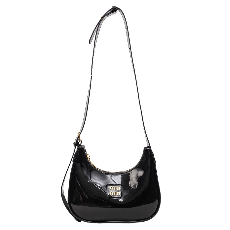 free shipping shoulder bag Handheld fashionable patent leather dumpling bag for women simple versatile armpit bag high-end single shoulder women'