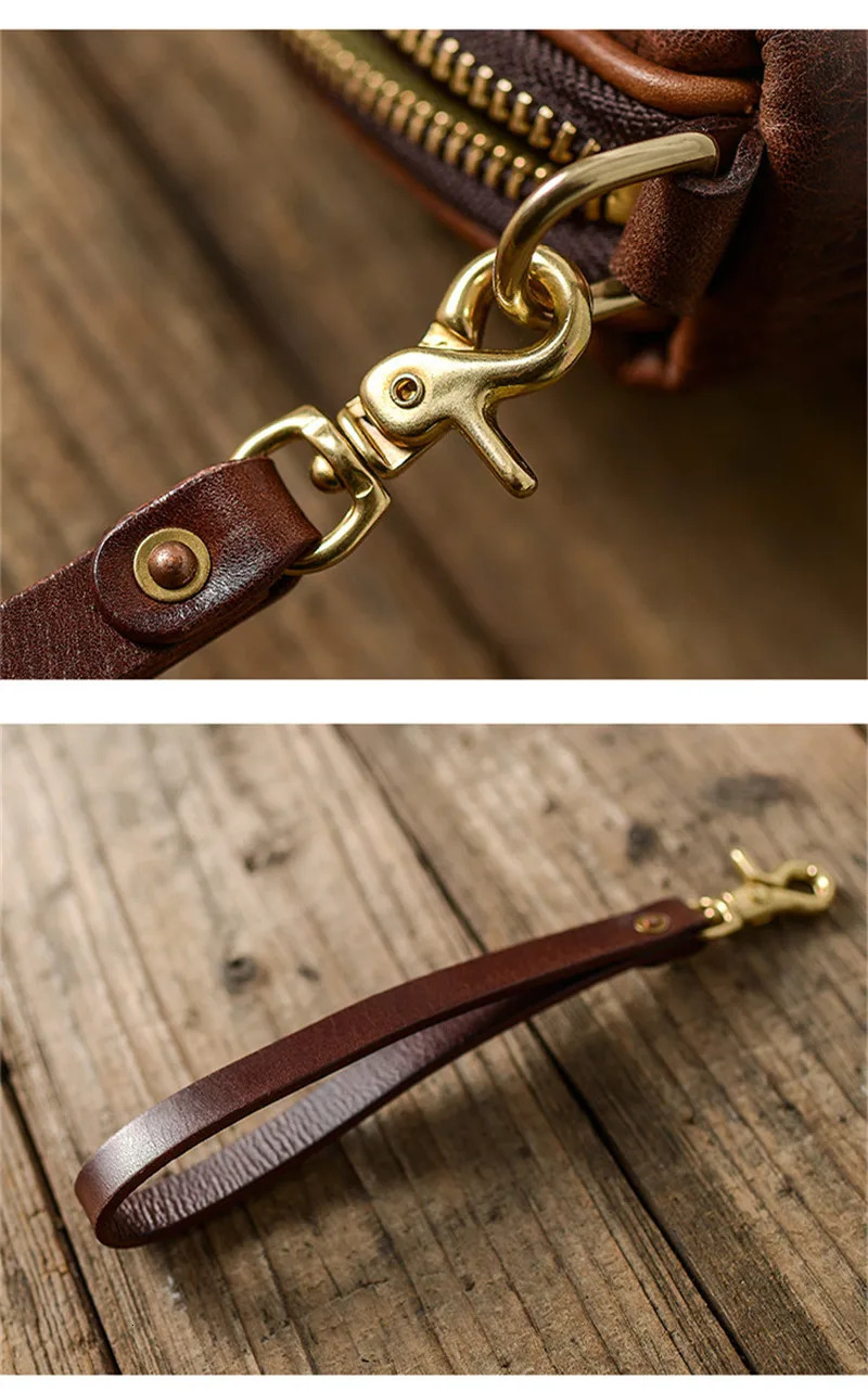 vintage genuine leather mens clutch bag fashion casual handmade high quality natural real cowhide youth phone wallet 250723