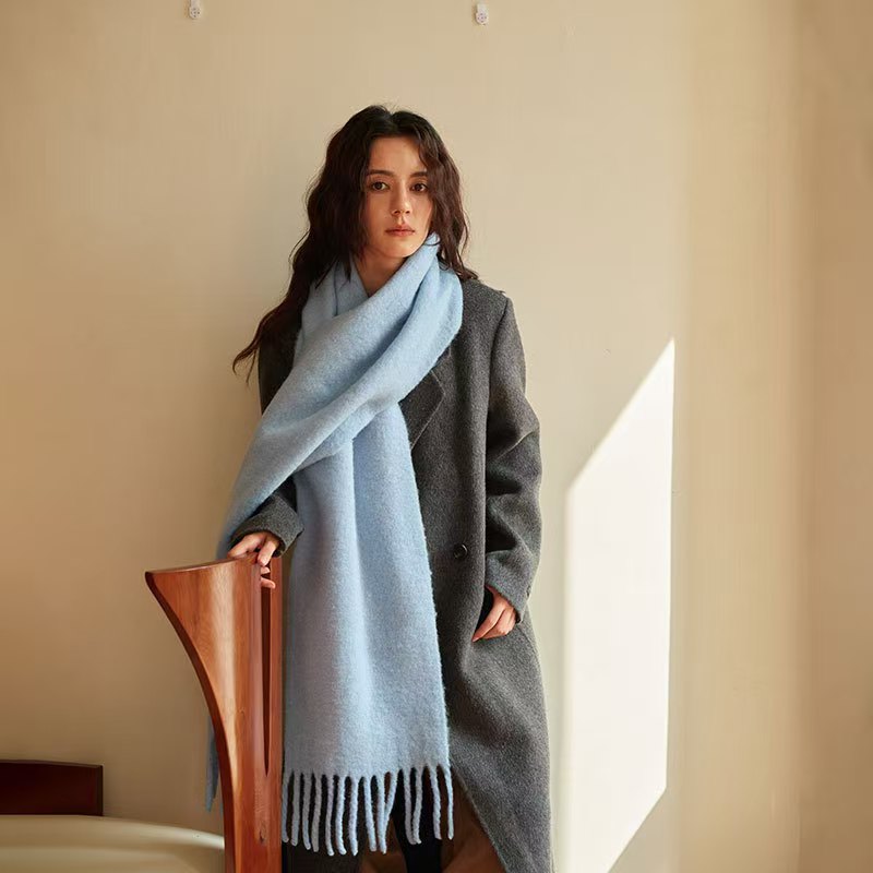 K1456 Homemade wool red pure color wool blended scarf winter soft skin-friendly warm thick neck scarf