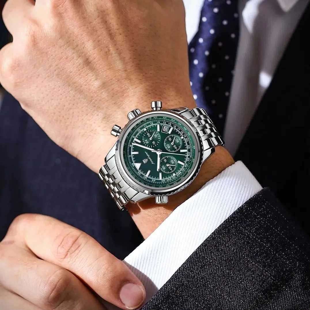 POEDAGAR Luxury Military Men Watch Waterproof Luminous Date Chronograph Man Watch Business Stainless Steel Mens Quartz Watches W250724