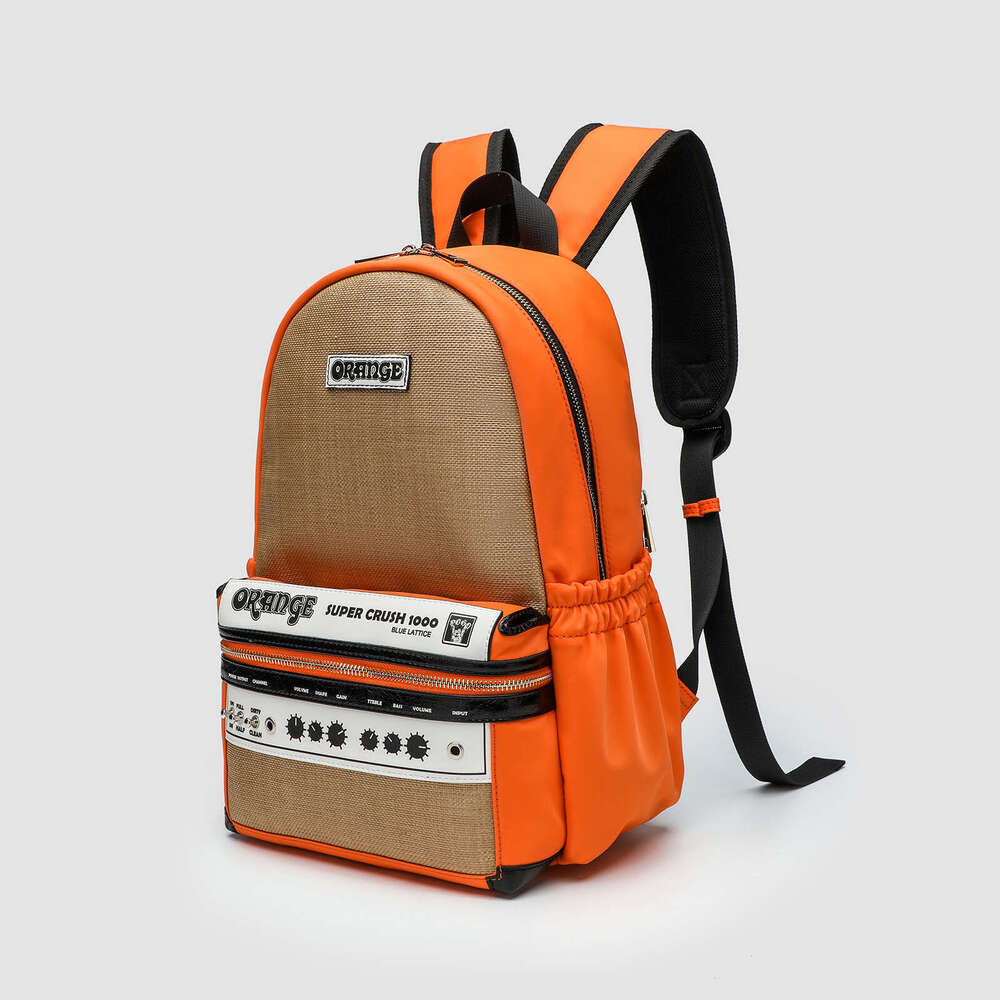 Backpack men's orange speaker backpack large capacity trendy casual street personality fashionable backpack