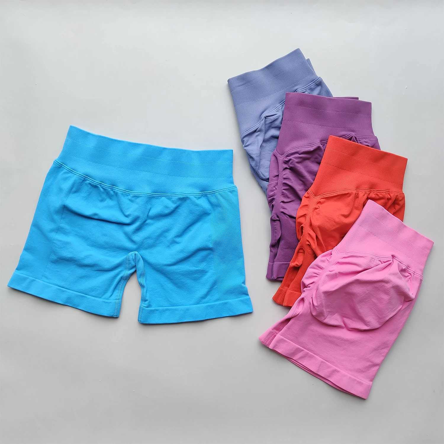 4.5 Womens Gym Shorts Scrunch Shorts Low Ribbed Band Workout Seamless Shorts Booty High Stretch Running Gym Sporty ShortsXJ250724