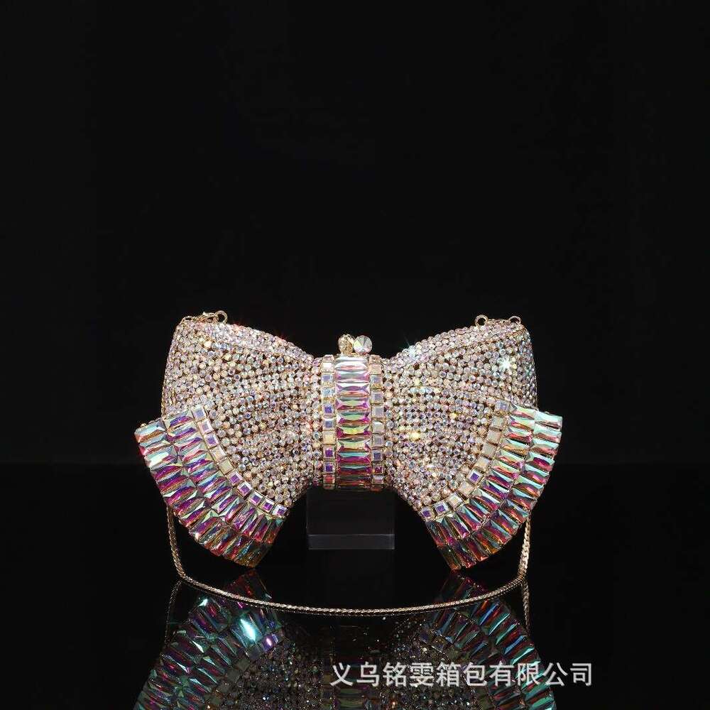 Designer Luxury Evening Diamond High-end Luxury Heavy-duty New Style Evening Bag Bowknot, Inlaid Diamonds, Handbag for Women with Rhinestone Chain