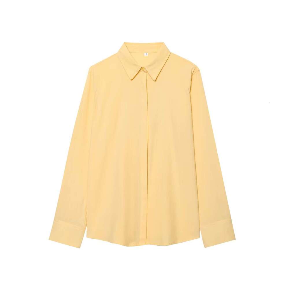 TRAFZA Spring New Shirt Long Sleeve Solid Color Casual Loose Wide-Leg Pants Set B5