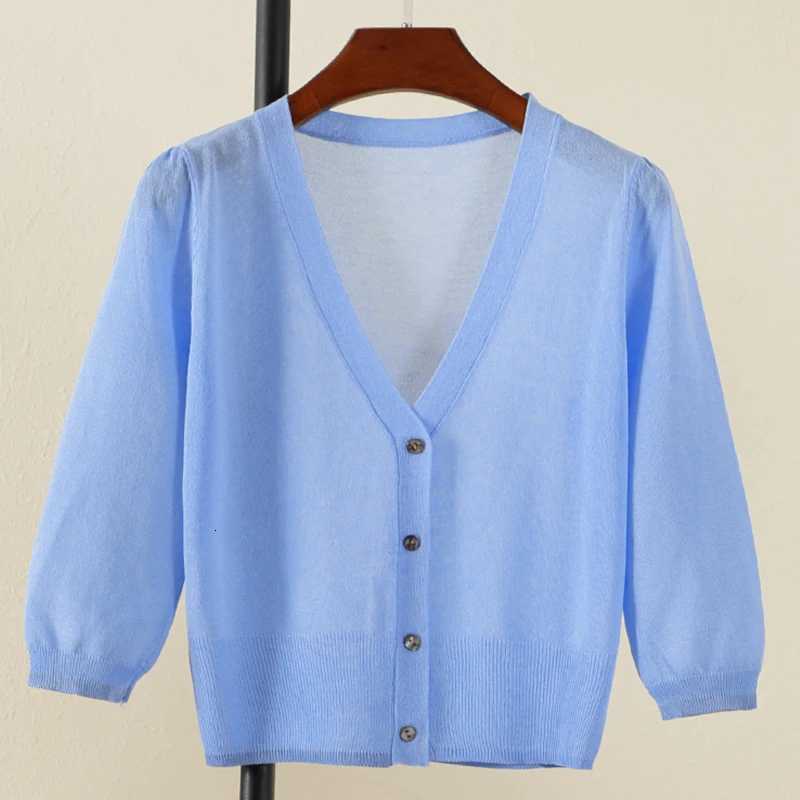 Summer Cardigan Women Crochet Top Long Sleeve Outerwear Bolero Women Knitted Ladies Sweaters Female V-neck Clothing Cropped Slim X250724