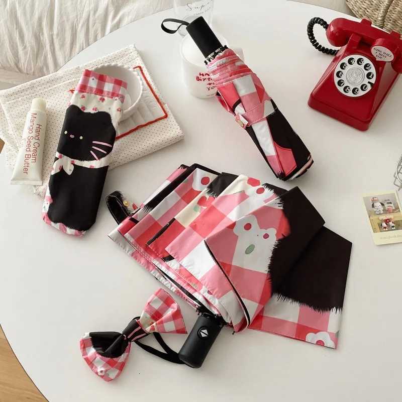 Folding umbrella custom cartoon sun umbrella UV anti-vinyl umbrella tri-fold sun umbrella R250724