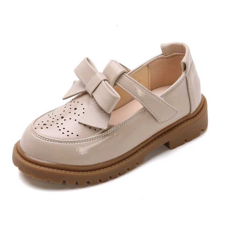 Kids Leather Shoes Girls Oxfords Leather Flats T-strap Childrens Shoes Cut-outs Breathable Anti-slip British Vintage Bow Shoes XJ250724