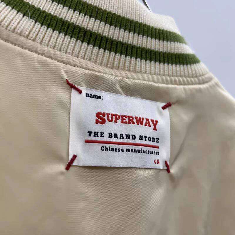 Women's Wear Stock Vintage Embroidery Letter Baseball Uniform Color Contrast Couple Fallow Loose Stand Collar Jacket Super Way Warm Overcoat