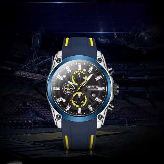 DHgargets MEGIR Men's Sports Watch - Chronograph, Luminous, 30M Waterproof, Silicone Strap, Quartz Wristwatch for Active Men