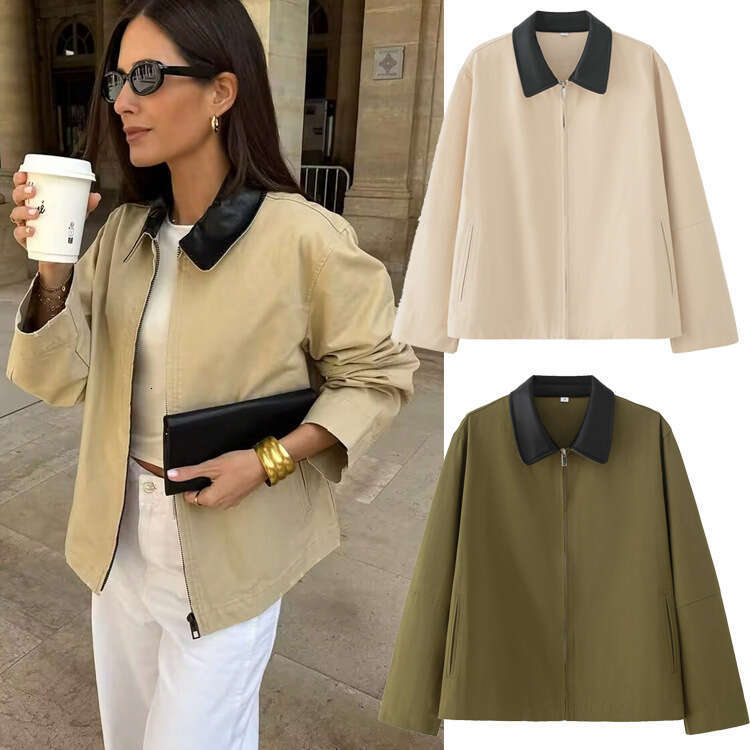 TRAFZA American Style New Lapel Fashion Color-Block Cotton Versatile Jacket B5