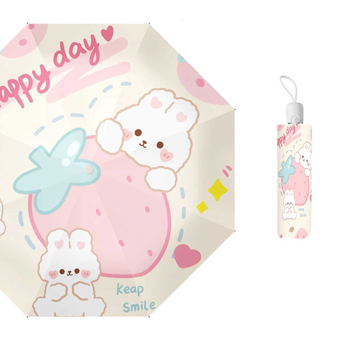 Sun Umbrella Fully Automatic Umbrella Female Pink Rabbit Sunscreen Sun Umbrella Sun Umbrella Sun Rain Dual Use Umbrella Mini Fol R250724