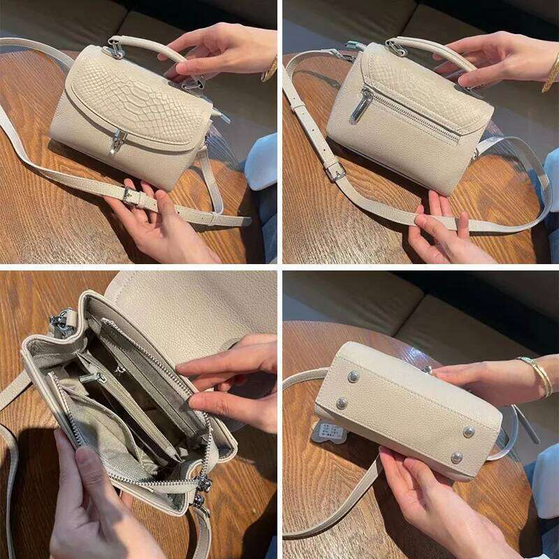 Genuine Women Fashionable Purse For Lady Temperament Crossbody Square Shoulder Bag Cow Leather Versatile Handbag