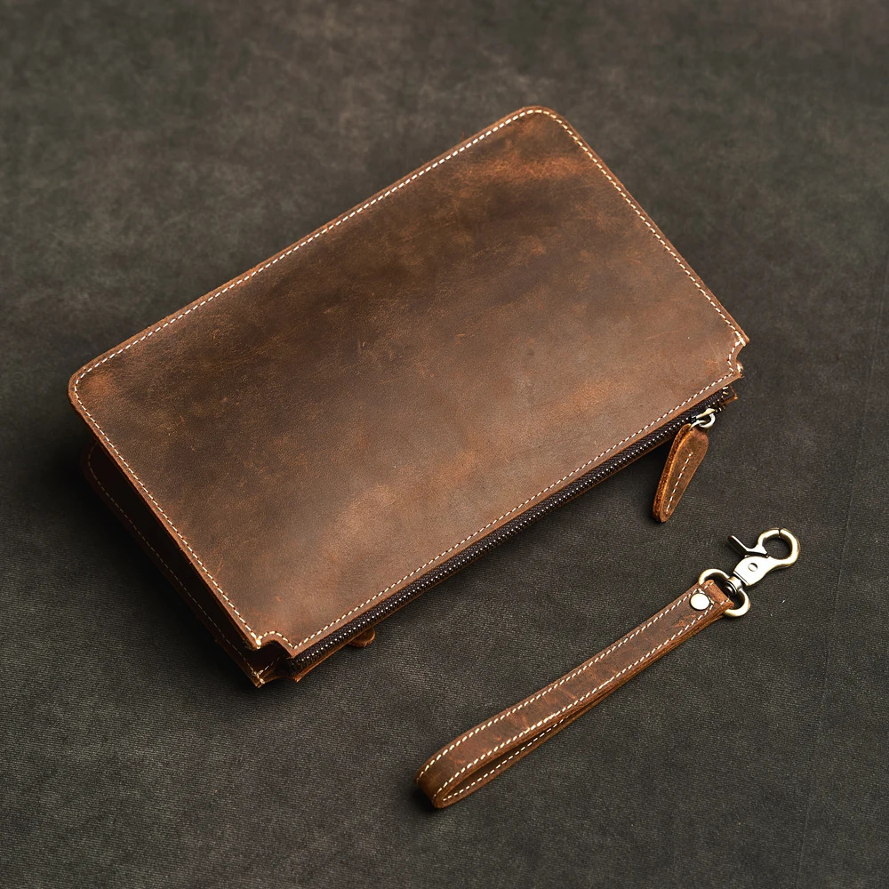 Men Genuine Leather Clutch Bag Cowhide Large Capacity Men Wallets Cell Phone Pocket Passcard Pocket High Quality Wallet For Men 250723