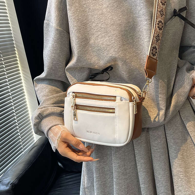 New Women's Hot Sale Block Solid Color Multi-Functional Zipper Crossbody Commuter Small Bag