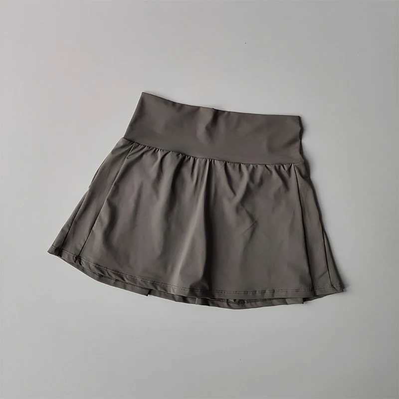 igh Waisted Sports Short Skirt Summer New Cool and Anti Glare Lined Shorts Womens Fitness Yoga Chuiding A-line Skirt XJ250724