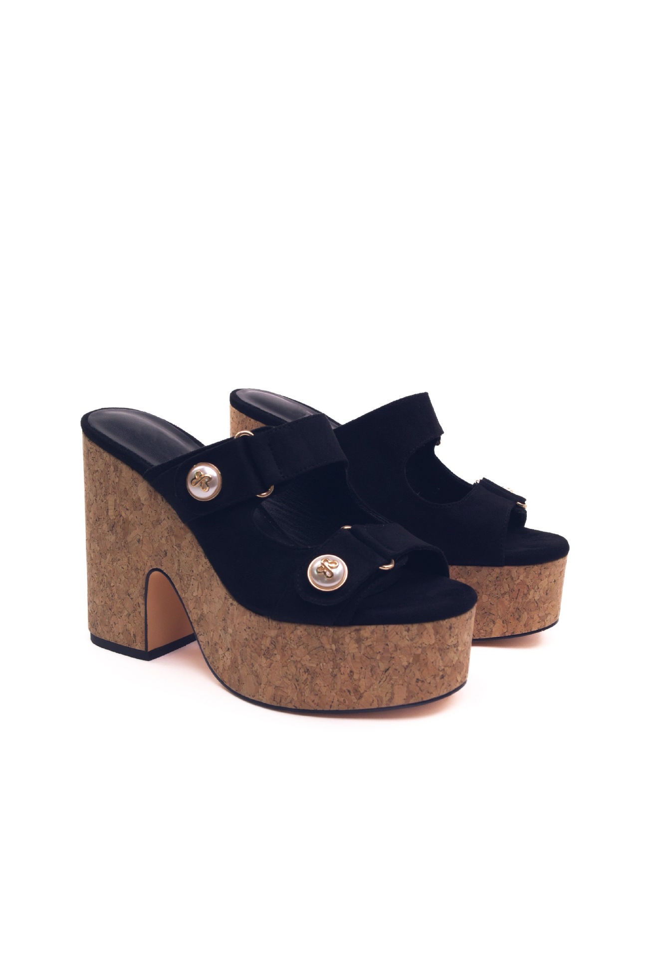 Women's Platform Slide Sandals - Genuine Leather Upper with Metal Buckle, 5cm Wedge Heel, Outdoor Summer Clogs