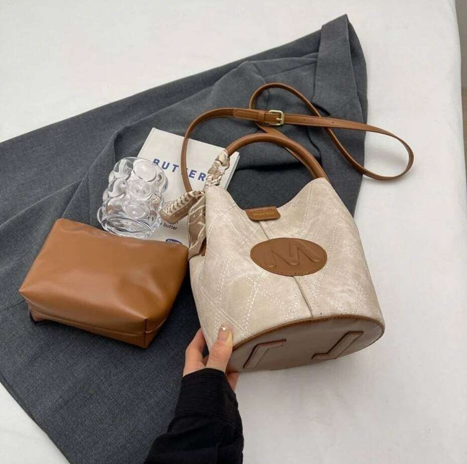 High end trendy bucket bag new shoulder crossbody bag, fashionable retro handbag for women