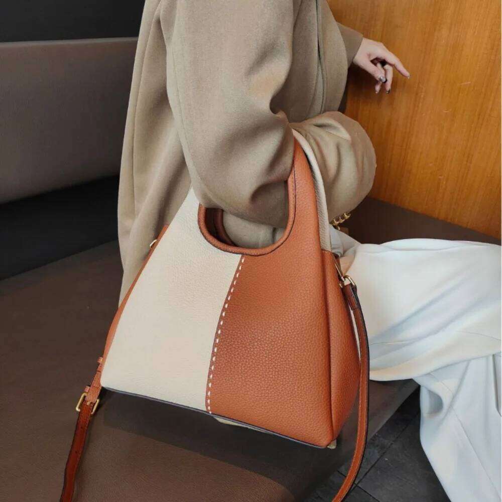 Soft All-match Commuter Panelled Bucket New Moda Personalized Leather Texture Purses Elegant Women Crossbody Bag