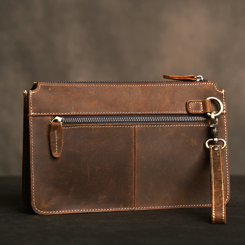 Men Genuine Leather Clutch Bag Cowhide Large Capacity Men Wallets Cell Phone Pocket Passcard Pocket High Quality Wallet For Men 250723