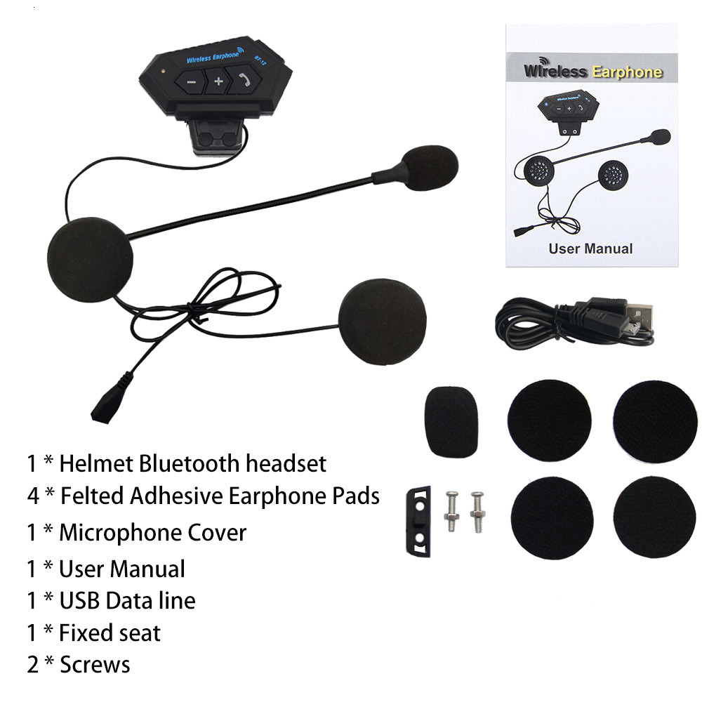 Motorcycle helmet wireless Bluetooth headset hands-free phone call walkie talkie music player