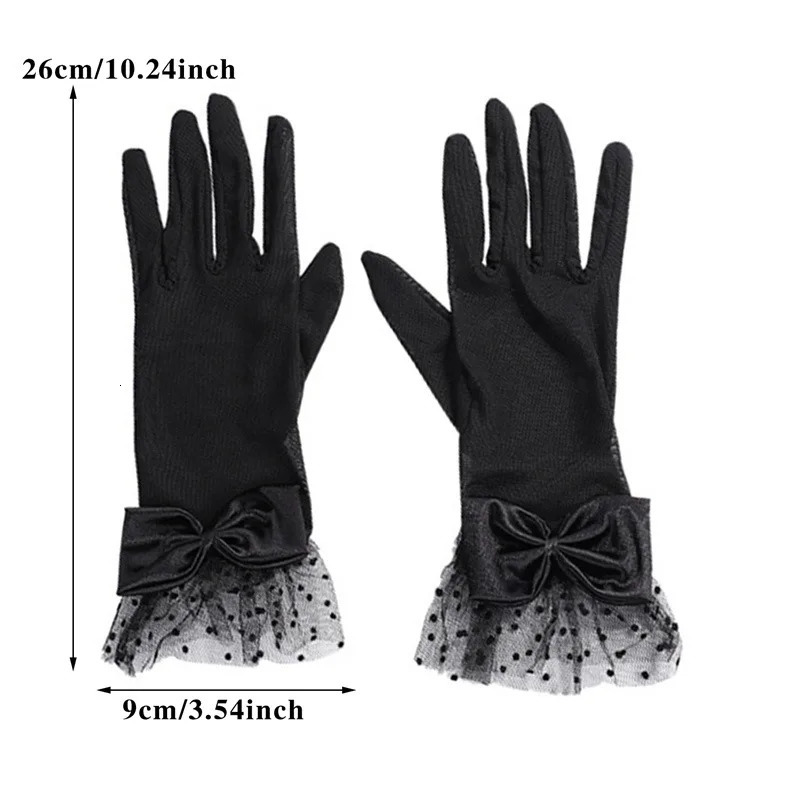 Women Black Summer Uv-proof Driving Gloves Mesh Fishnet Gloves Bride Chiffon Lace Mittens Full Finger Girls Lace Fashion Gloves 250722
