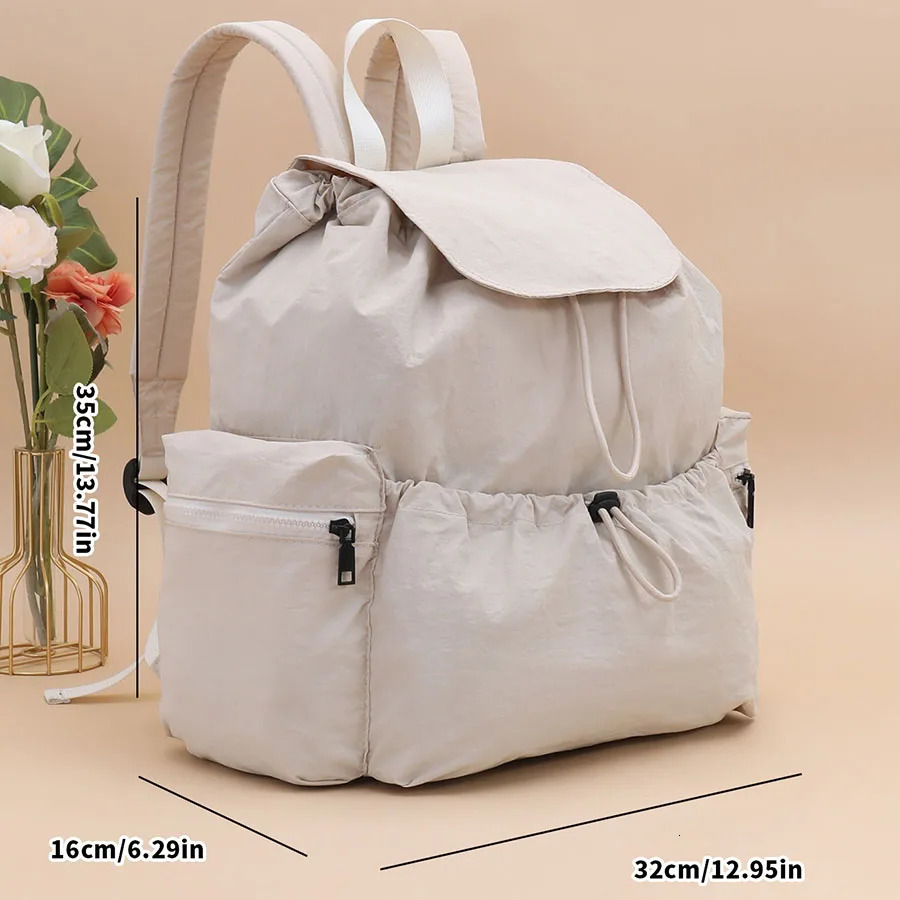 Casual Backpack Women Large Capacity Fashion Junior High School Student Pleat Schoolbag Cloth Bag Korean Travel Backpack 250723