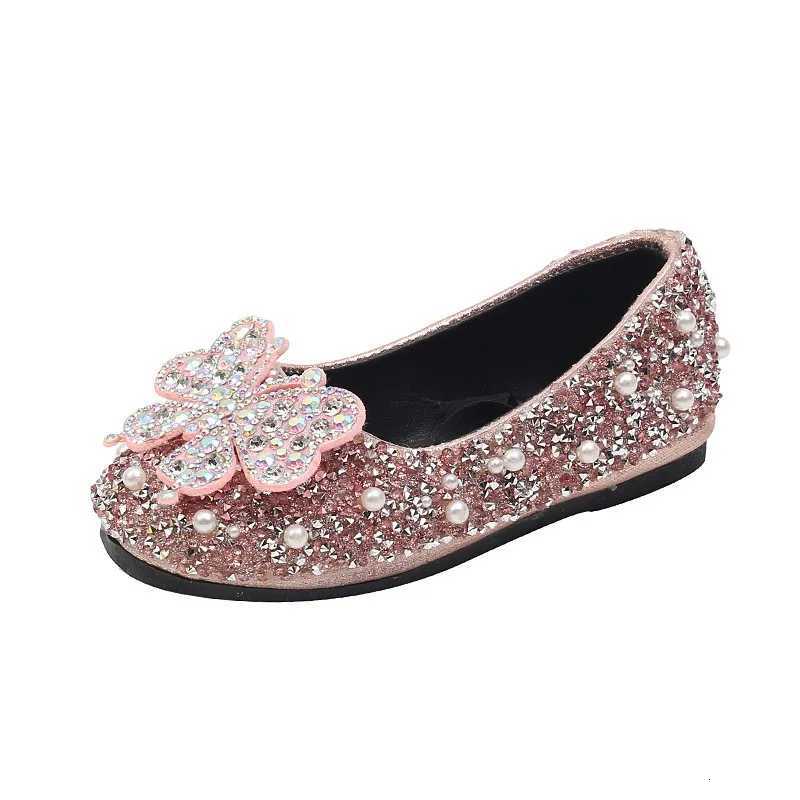 Autumn Girls Shoes 2023 New Baby Kids Princess Shoes Diamond Shoes Children Bow Leather Shoes Shiny Pearled Dance Shoes J179 XJ250724