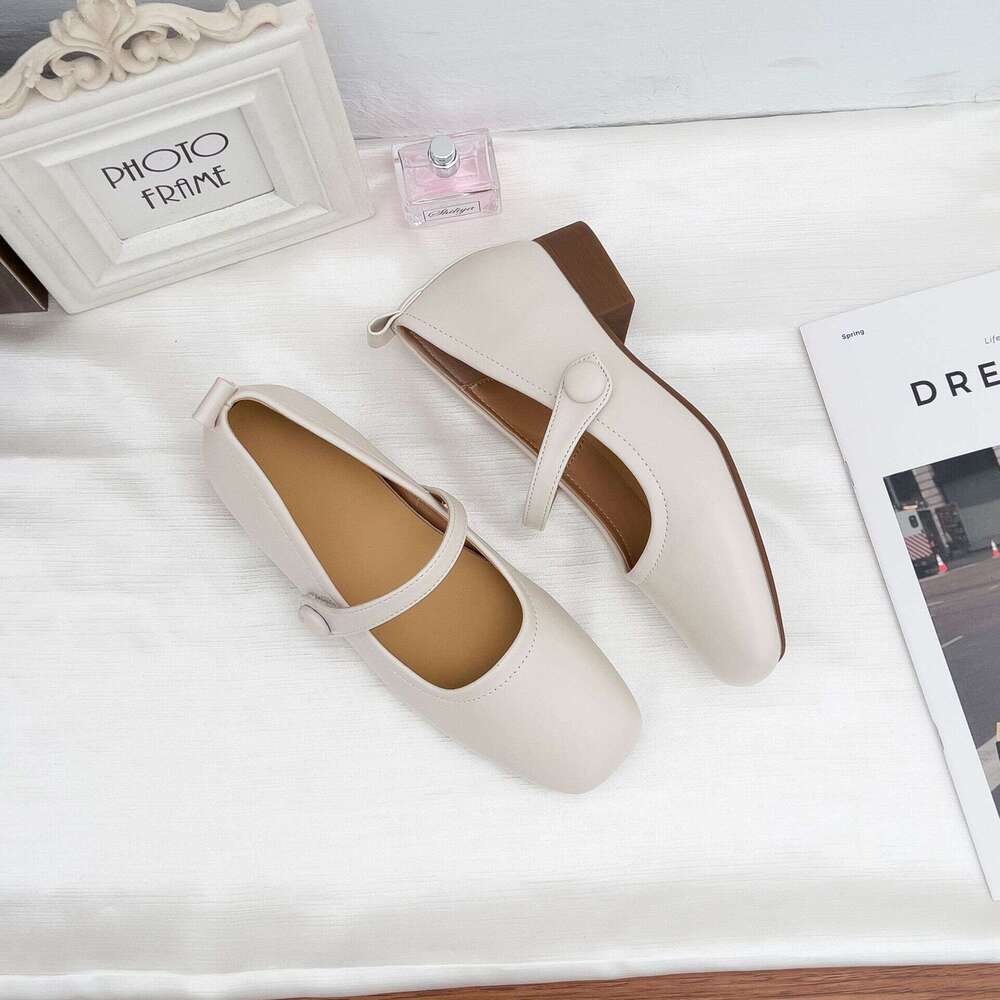 Mary Jane Women, High-End Outdoor Wear, Hidden Wedge, Soft Sole, French Sweet Style, Uniform High Heels, Versatile Single Shoes for Women