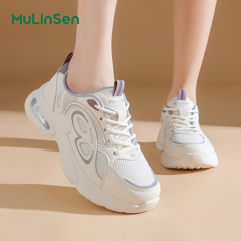 Mulinsen summer dad shoes for women 2025 new mesh breathable sports shoes for small height casual Forrest Gump shoes