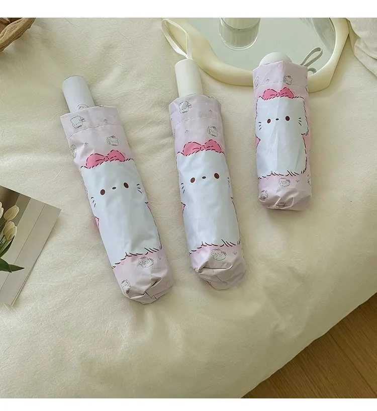 Cute Pink Kitten Folding Umbrella Sun Protection and UV Rain Dual-Purpose Sun Umbrella Student Portable Sunshade R250724