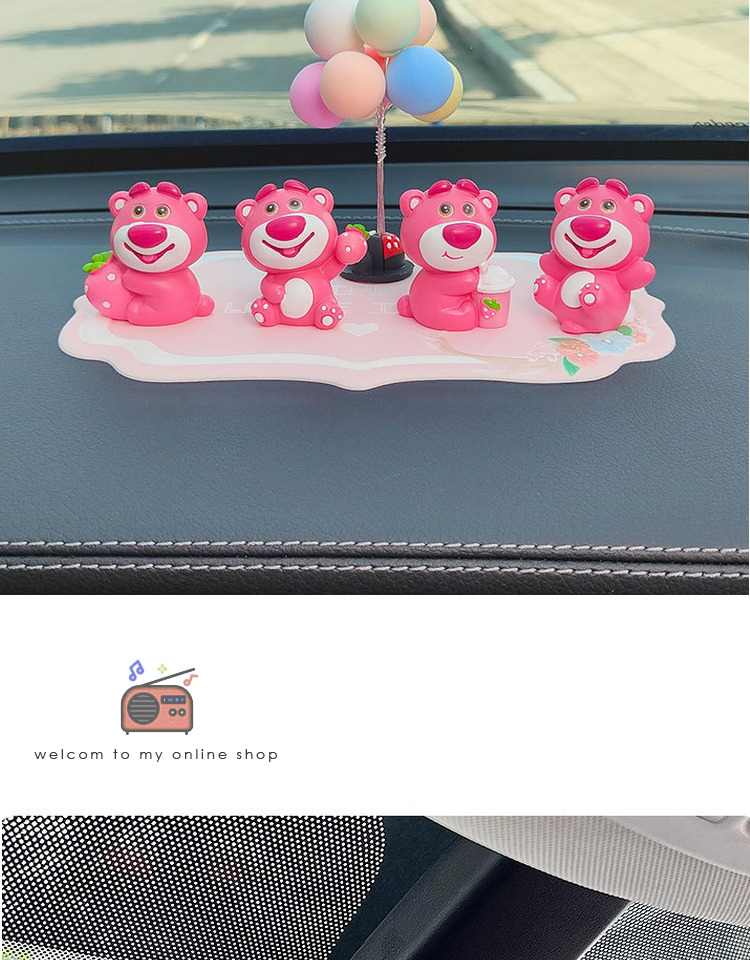Internet celebrity strawberry bear cute car interior decoration doll parking sign hook display screen car accessories decoration