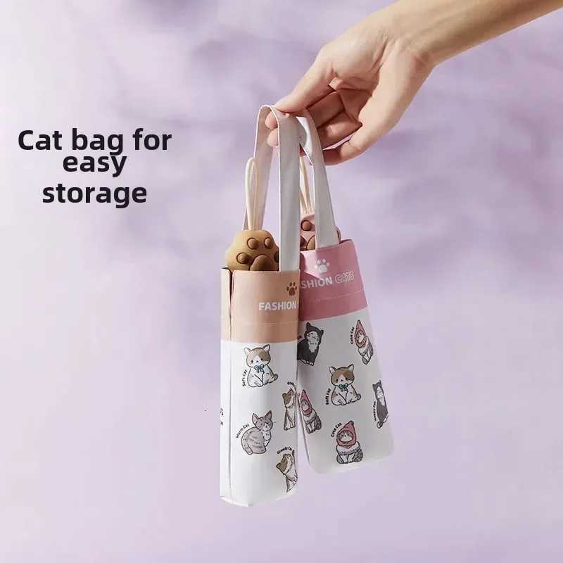 Ultra-Light Portable Sunshade Umbrella Black Glue Sunscreen Anti-Uv Cat Claw Cartoon Folding Umbrella For Women Home Decor R250724