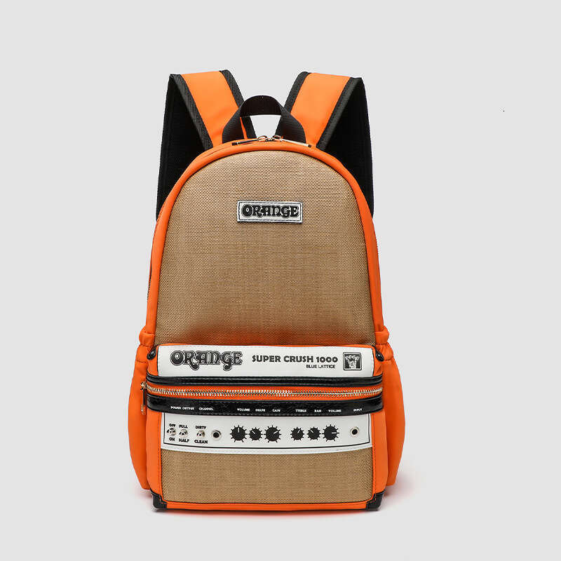 Backpack men's orange speaker backpack large capacity trendy casual street personality fashionable backpack