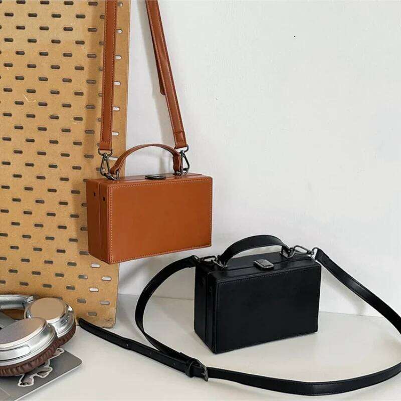 Men's New Mini Box Shape Pu Leather Fashion Crossbody Unisex Casual Small Square Phone Bag Women