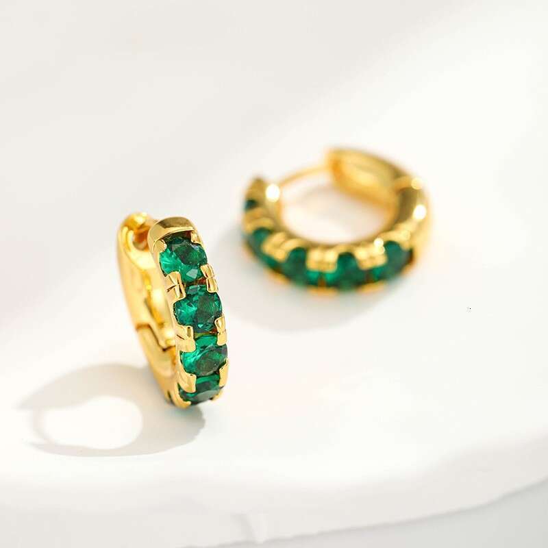 Jewelry Green Zircon Copper Plated Real Gold Designer Women's Personalized Earrings