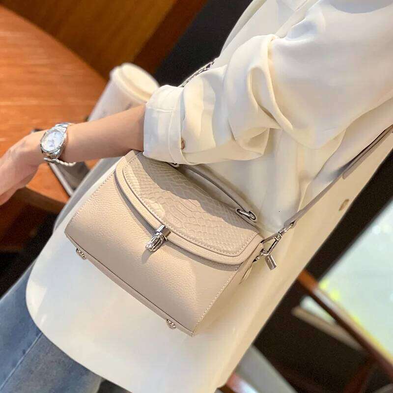 Genuine Women Fashionable Purse For Lady Temperament Crossbody Square Shoulder Bag Cow Leather Versatile Handbag