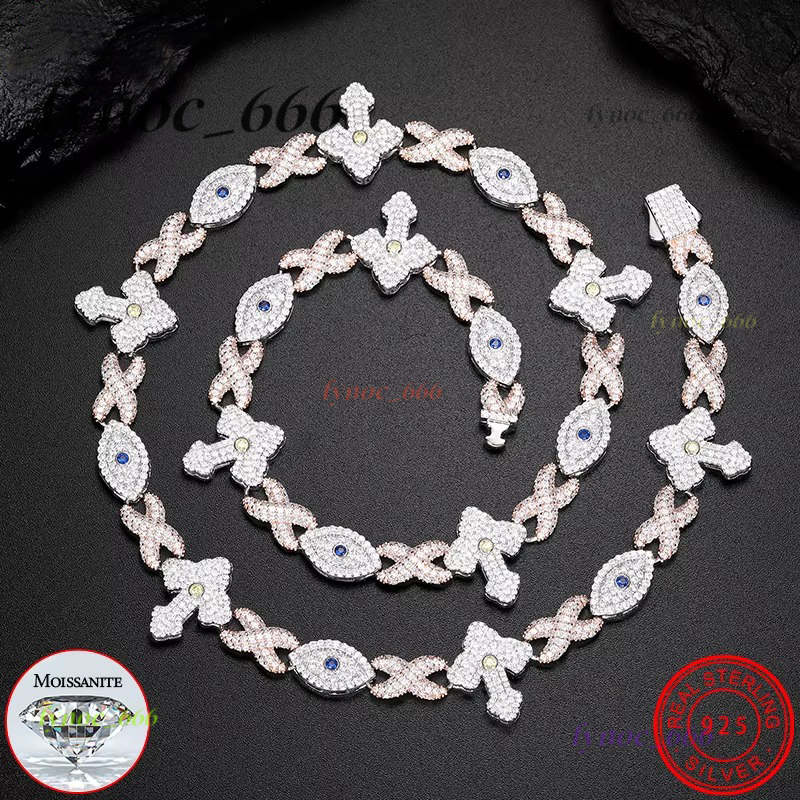 Unisex luxury Moissanite VVS1 Necklace Chain 925 Silver For Women Iced Out Chain Link Necklace Fine Hip Hop Jewelry