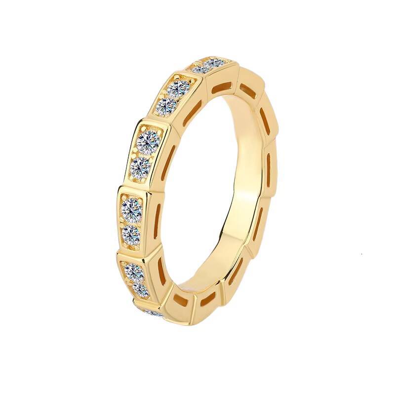 Unisex Simple Classic Gold 925 Sterling Silver Moissanite Ring Featuring Snake Design Factory Price Jewelry for Men and Women