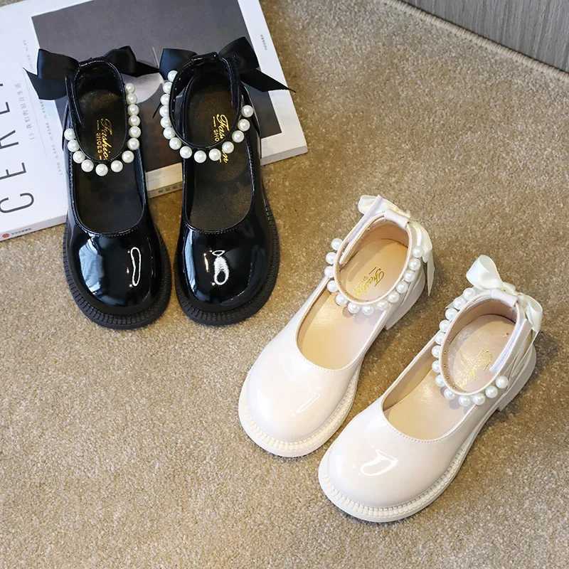 Spring Autumn Girl Glossy Leather Shoes Fashion Children Princess Casual Dress Flats Sweet Bowtie Kids School Mary Jane Shoes XJ250724