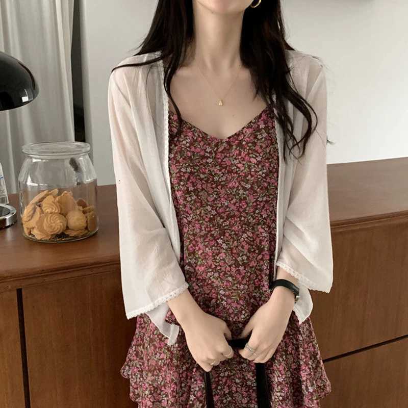 White Cropped Cardigan Women 2024 Spring Summer Short Mesh Open Stitch Cardigans Woman Lightweight Breathable Beach Crop Top X250724