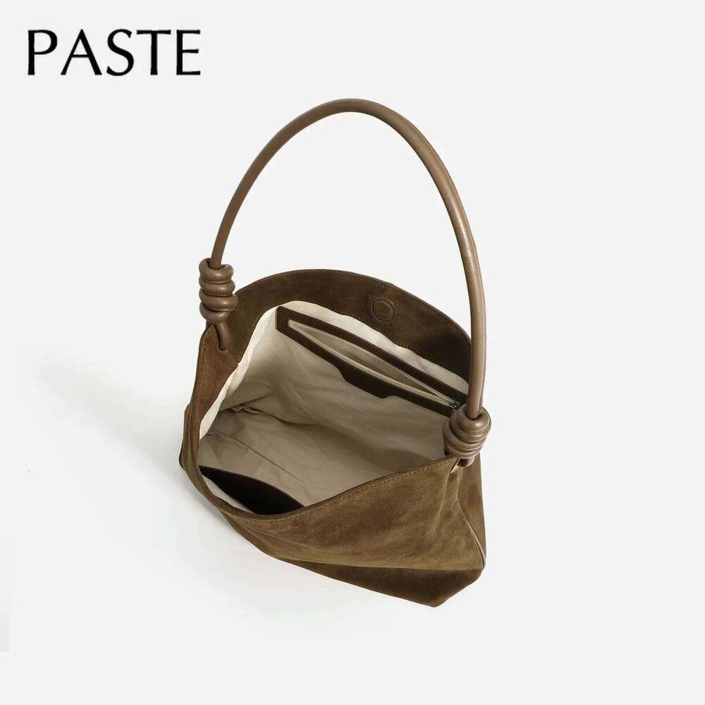 Luxury Designer Full Chamois Matte Suede Cowhide Large Capacity Dressing Coffee Shoulder Winter Ladies Handbag